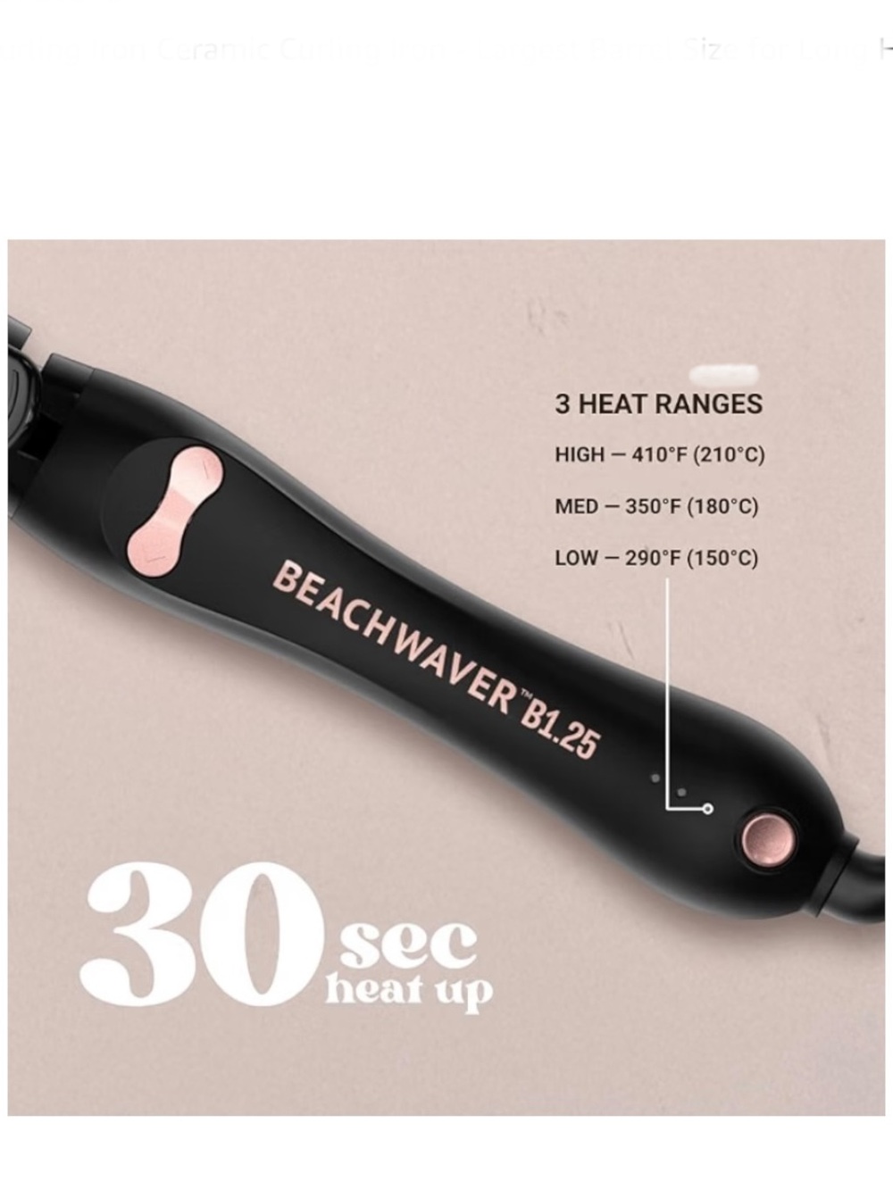 Beachwaver Co. (NWT) Pink and Black Rotating Curling Wand - Picture 4 of 12